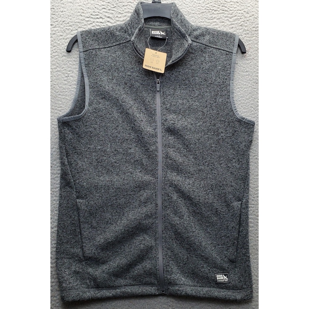 Eddie Bauer Radiator Fleece Vest 3.0 Mens Small Gray Stand-Up Collar Full Zip
